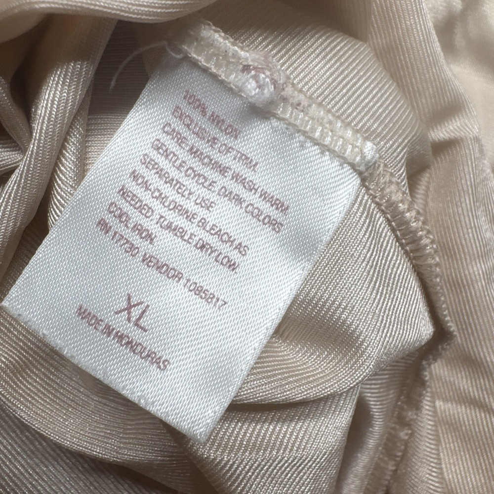 Vintage Nylon Slip Camisole Top Beige Satin Lace Trim Women's‎ XL - Picture 6 of 7